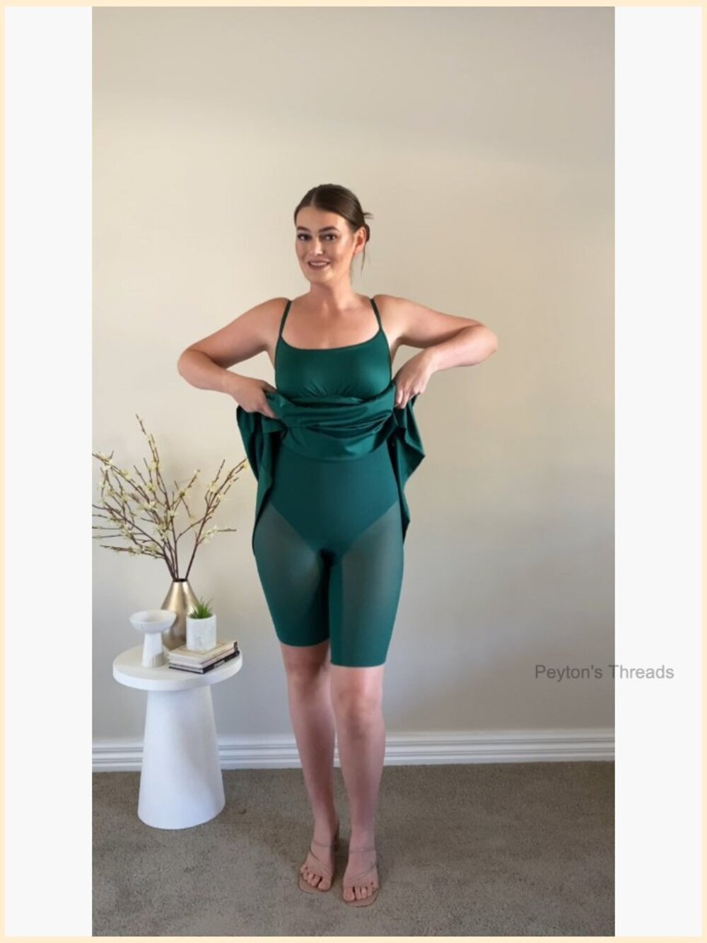 Shapewear Dress Built-in Bra Adjustable Straps Square Neck A-Line Midi Slip - Picture 6 of 7
